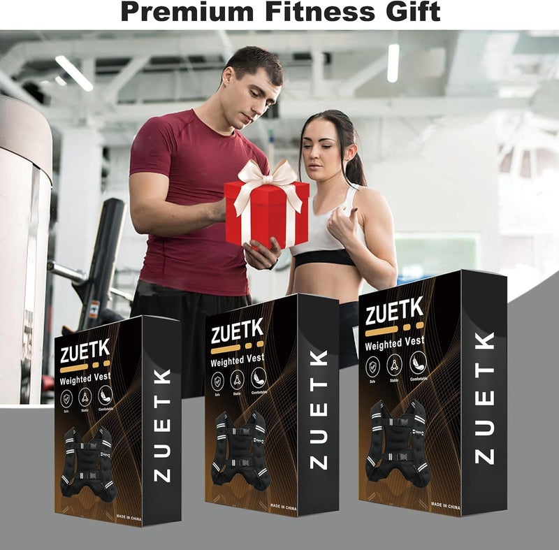 ZUETK Weighted Vest, 6lb/8lb/12lb/16lb/20lb/25lb/30lb Weight Vest with Reflective Stripe, Weighted Vest for Men Women Workout Equipment for Strength Training, Running, Jogging, Fitness, Weight Loss - Image 5